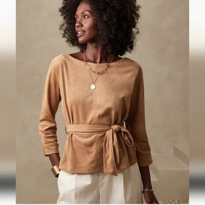 Banana Republic VEGAN SUEDE BELTED TOP NWT Medium Holiday Blouse